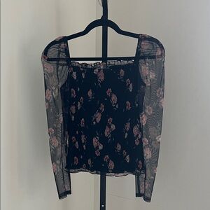 Elegant Sheer Floral Women's Blouse